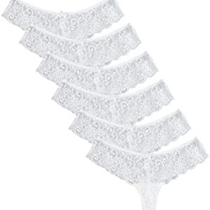 Evankin Sexy Lace Thong Underwear for Women - Comfortable Cotton Crotch - 5-6 Pack in Multiple Colors - Perfect for Ever